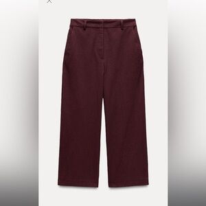 Zara size large burgundy straight leg pants made of cotton mixed fabric